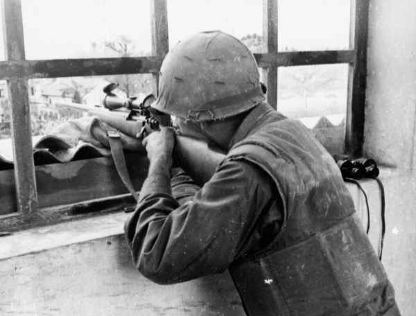 Vietnam Series 1st Marine Div Sniper in Hue City Vietnam 020568 (1 of 1)