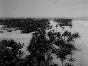 The strip at Falalop Island, Ulithi Atoll, home to Marine Air Group-45. This photo was taken at the end of April 1945. In the photo can be seen several F6F-5N night fighters, a line of TBM Avengers, a few SBD Dauntless dive bombers, an SB2C Helldiver, and an unusual array of Culver TD2C Turkey target drones (at right)