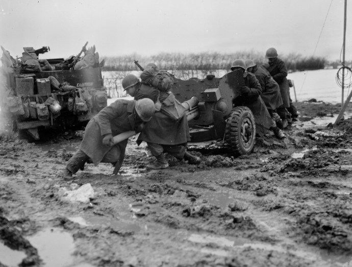 1st Inf Div 26th Inf Regt V Corps 1st Army 57mm AT Gun Germany Belgium Border 121744 (1 of 1)